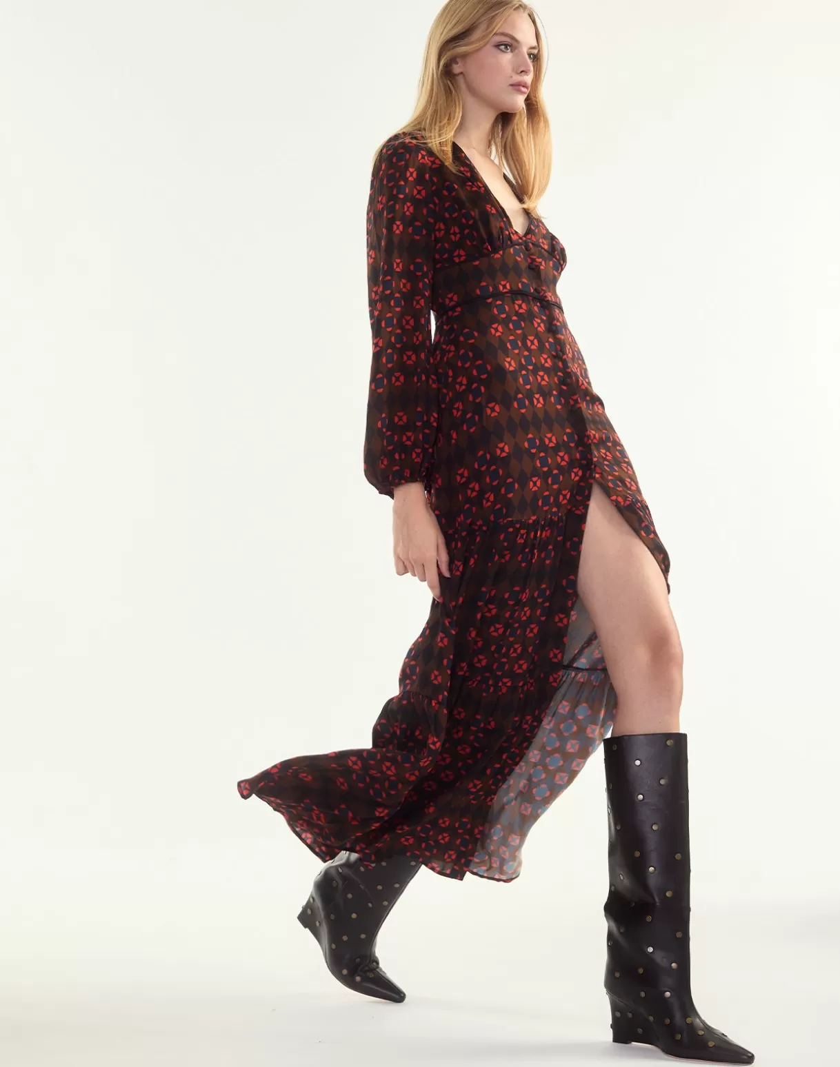 Dresses-Cynthia Rowley Autumn Maxi Dress GEOBLRD