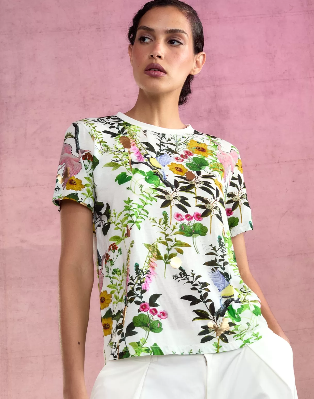 Tops-Cynthia Rowley Bloom Tee WHTFL