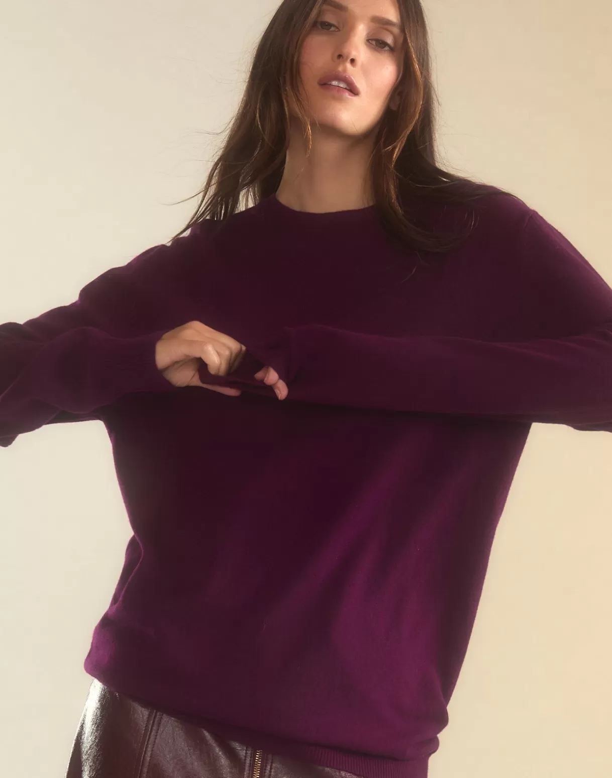 Tops-Cynthia Rowley Elea Wool Cashmere Sweater BRGDY