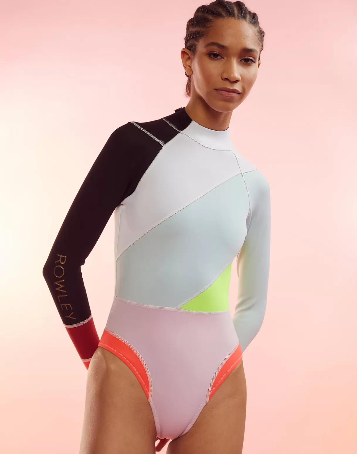 Surf & Swim-Cynthia Rowley Janet Colorblock High Cut Wetsuit BLPKM
