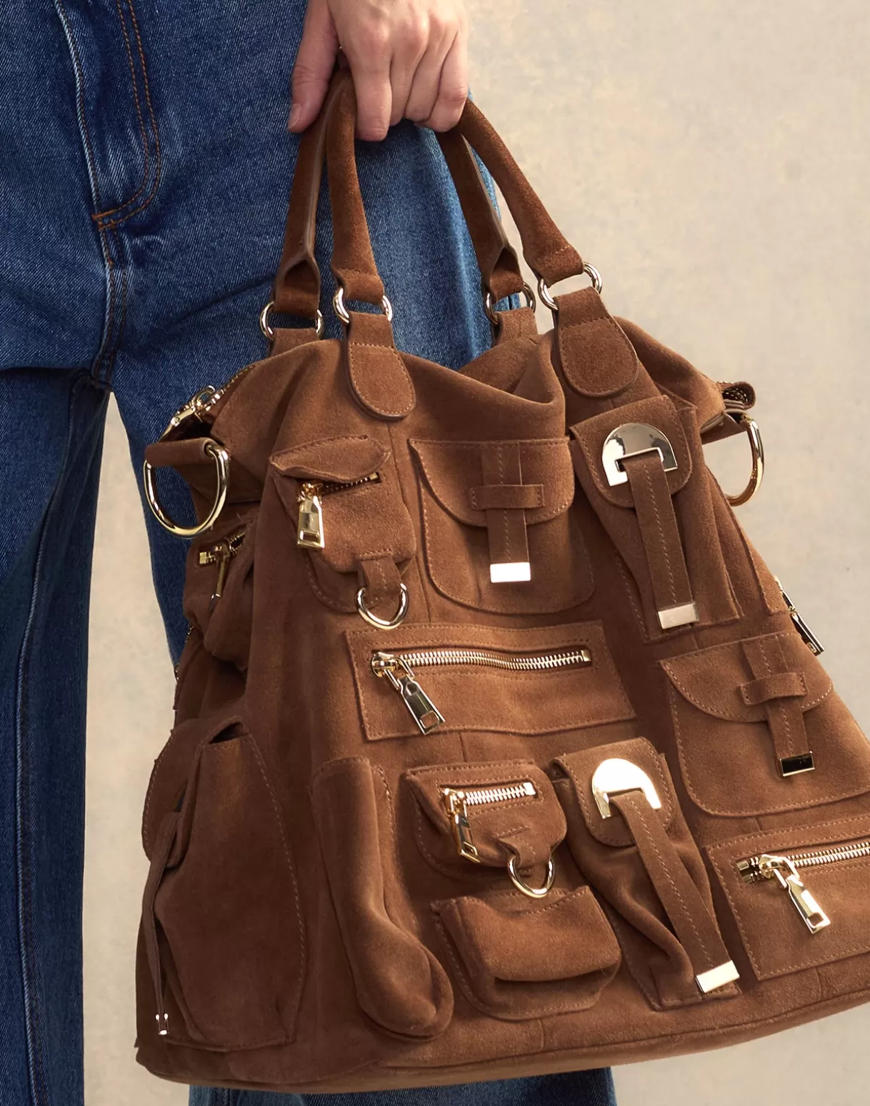 Accessories | Accessories-Cynthia Rowley Leather Cargo Pocket Bag BROWN