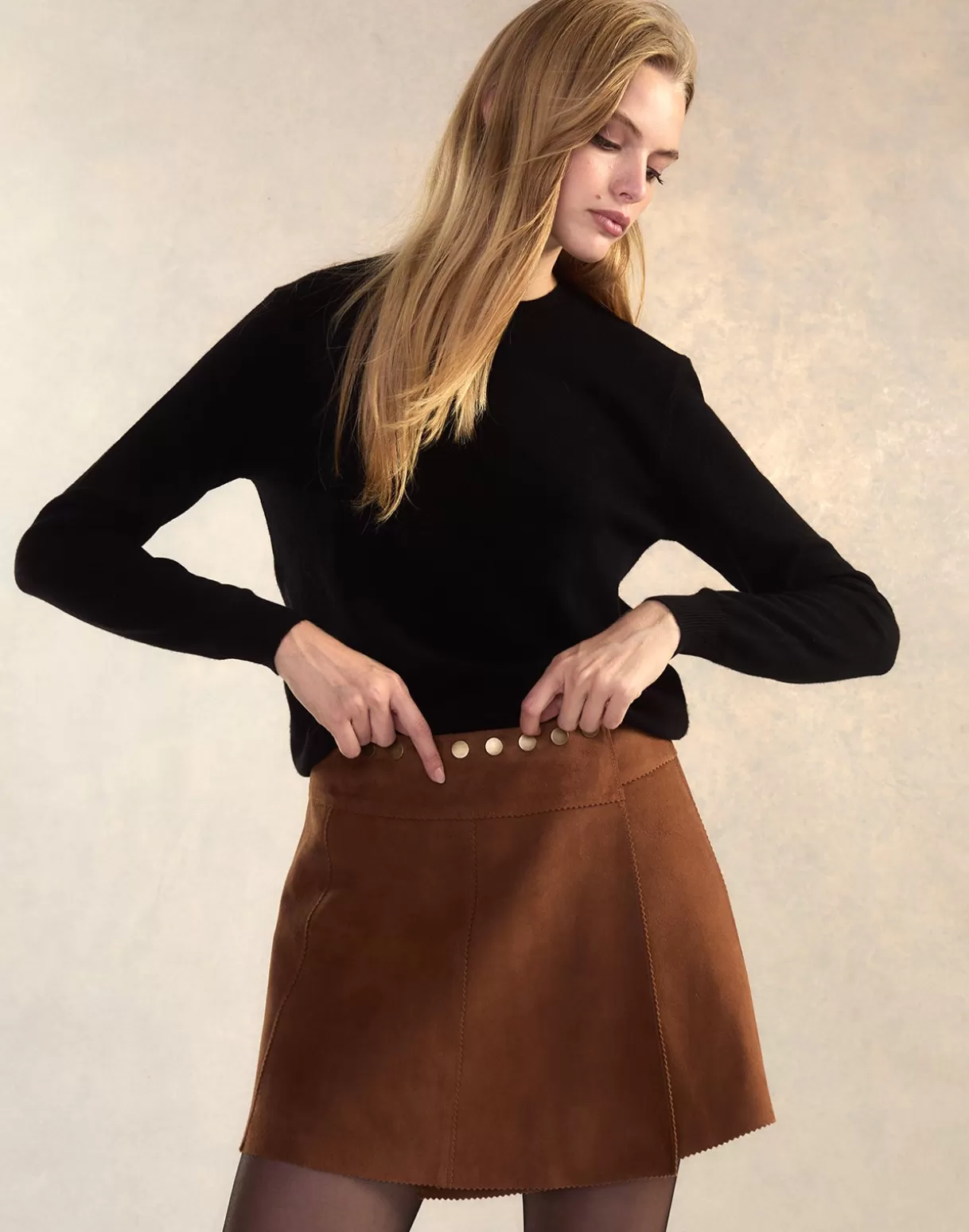 Bottoms-Cynthia Rowley Westward Suede Wrap Skirt BROWN